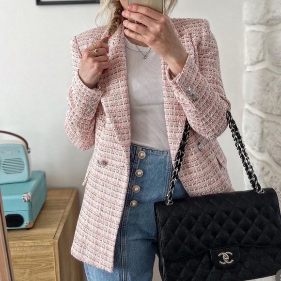 Zara Pink Tweed Blazer - Picture 10 of 13